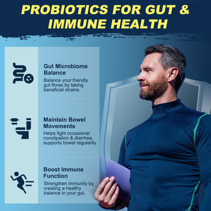Probiotics for Men Digestive Health - 120 Billion CFUs with Saw Palmetto, Cranberry & Digestive Enzymes | 90 Capsules