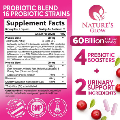 Probiotics for Women | 50 Billion CFU, 16 Strains | Digestive & Vaginal Health | 120 Capsules
