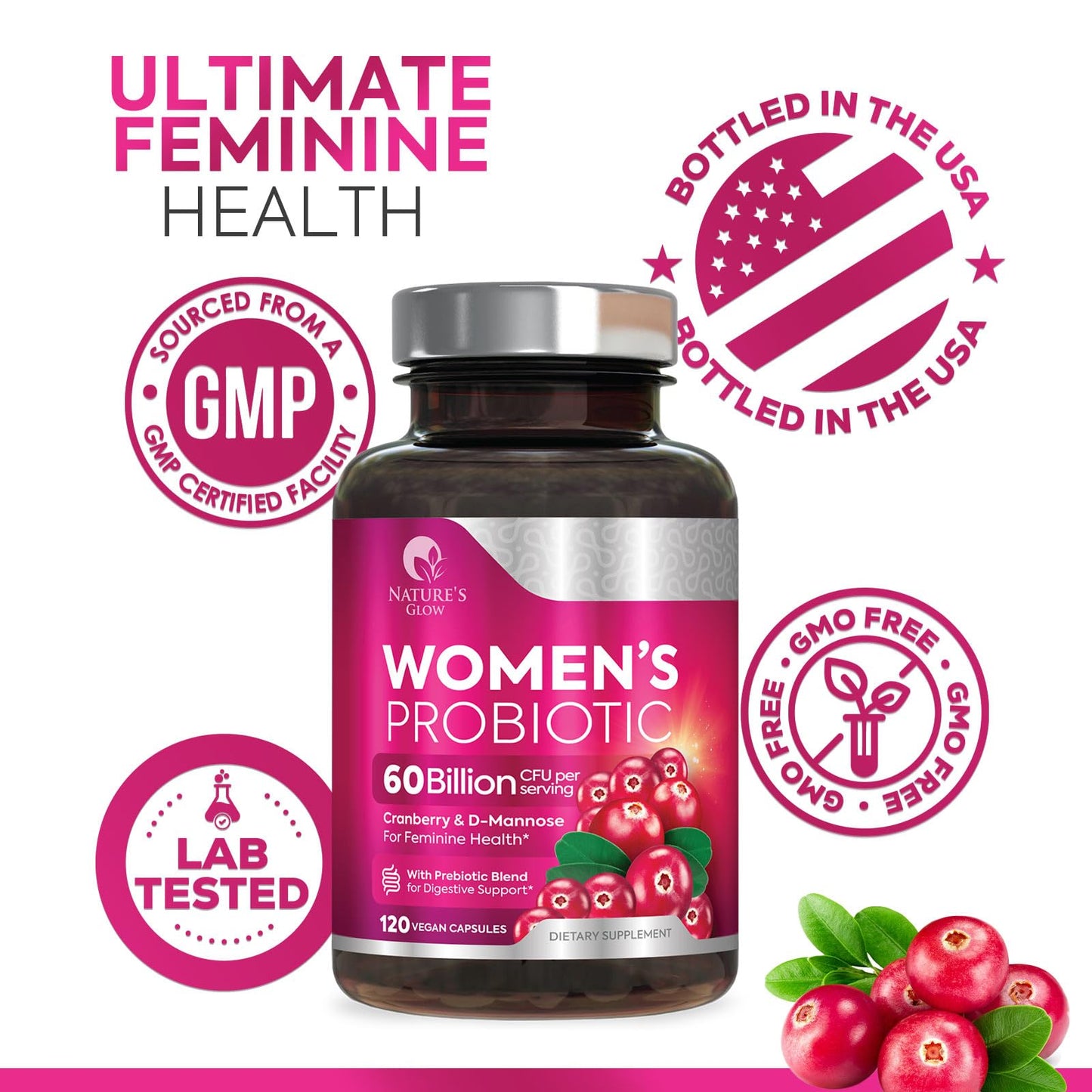 Probiotics for Women | 50 Billion CFU, 16 Strains | Digestive & Vaginal Health | 120 Capsules
