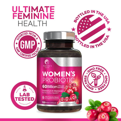 Probiotics for Women | 50 Billion CFU, 16 Strains | Digestive & Vaginal Health | 120 Capsules