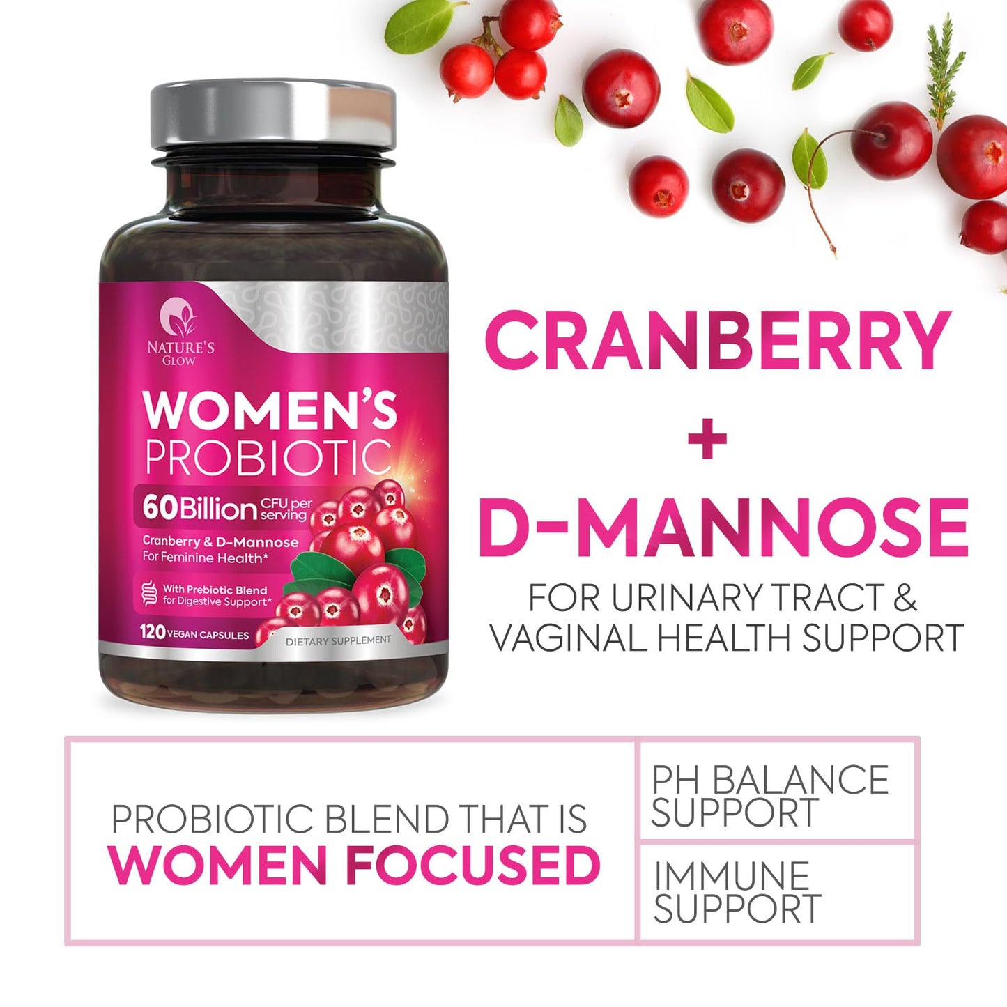 Probiotics for Women | 50 Billion CFU, 16 Strains | Digestive & Vaginal Health | 120 Capsules
