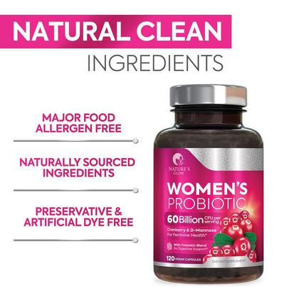 Probiotics for Women | 50 Billion CFU, 16 Strains | Digestive & Vaginal Health | 120 Capsules