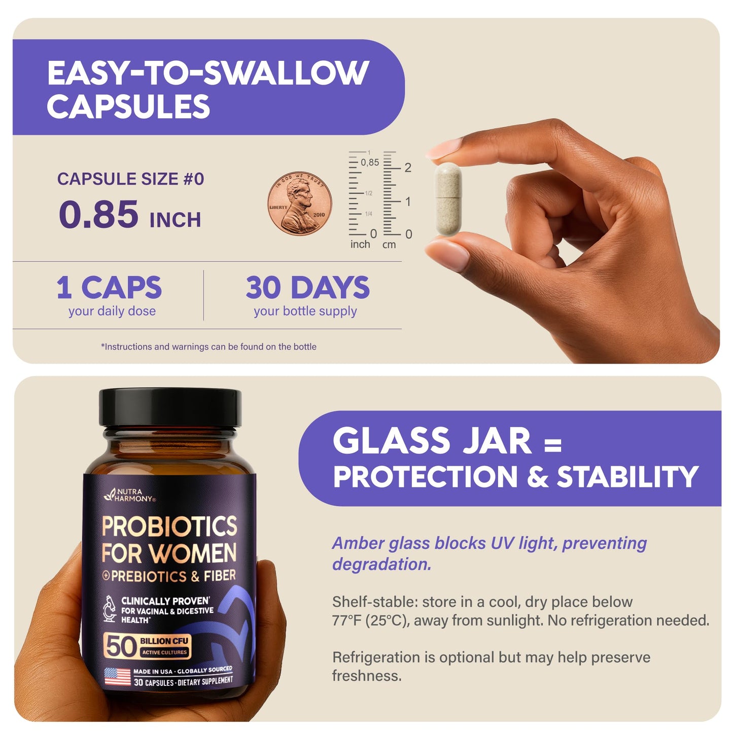 Probiotics for Women 50 Billion CFU – Vaginal & Digestive Health (30 Capsules)