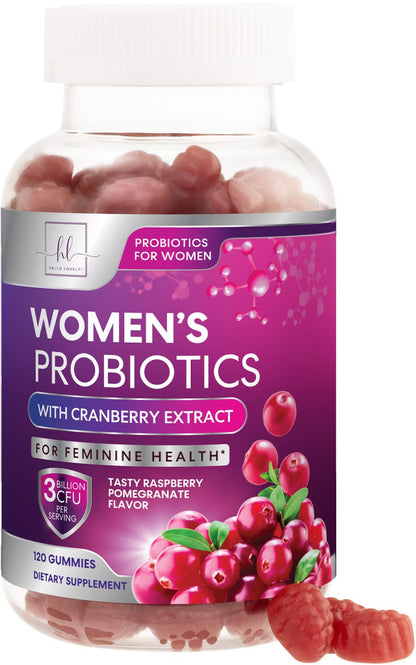 Probiotics for Women Gummies with Cranberry – 3 Billion CFU, 6 Strains | Digestive & Vaginal Health | 120 Gummies