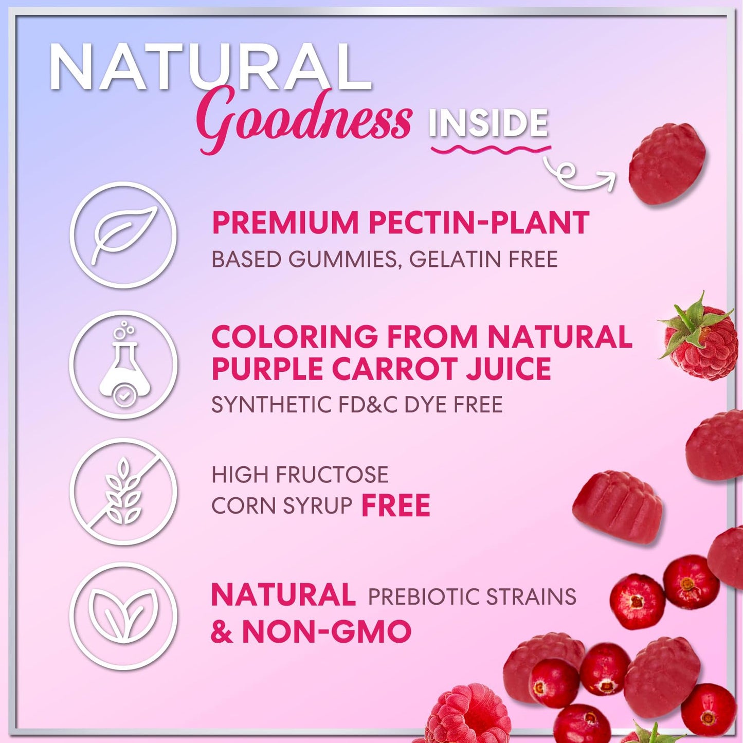 Probiotics for Women Gummies with Cranberry – 3 Billion CFU, 6 Strains | Digestive & Vaginal Health | 120 Gummies