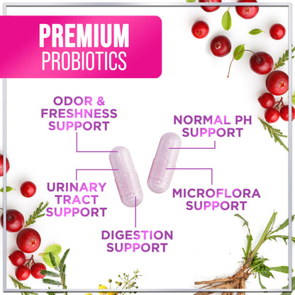 Probiotics for Women Digestive Health Support - 60 Billion CFU Women's Probiotic, 16 Strains, for pH Balance, Vaginal Support with Cranberry for Gut Health, Urinary & Immune Support - 120 Capsules