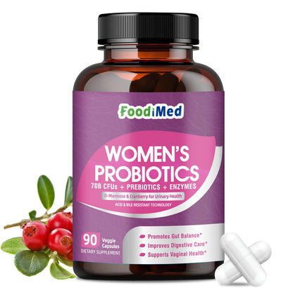 Probiotics for Women Digestive Health – 70 Billion CFU, Cranberry & Urinary Support, 90 Veggie Capsules