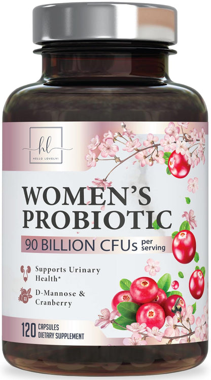 Probiotics for Women Digestive Health Support - 90 Billion CFU Women's Probiotic, 16 Strains, Cranberry, Vaginal Probiotic with Prebiotics, PH, Immune, Urinary, & Feminine Health Support, 120 Capsules