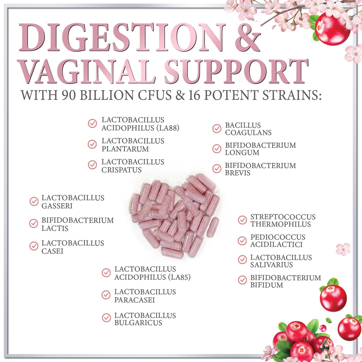 Probiotics for Women Digestive Health Support - 90 Billion CFU Women's Probiotic, 16 Strains, Cranberry, Vaginal Probiotic with Prebiotics, PH, Immune, Urinary, & Feminine Health Support, 120 Capsules