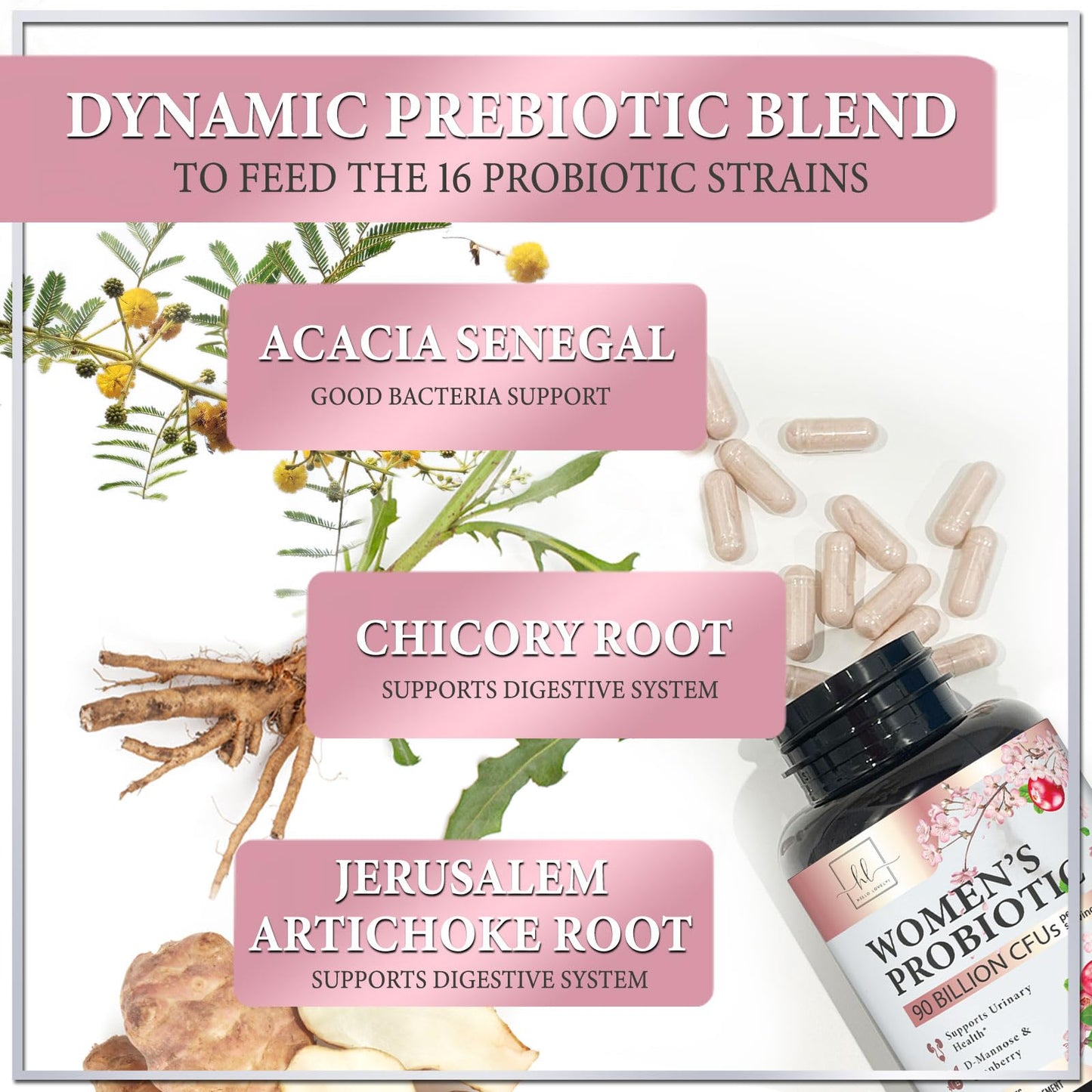 Probiotics for Women Digestive Health Support - 90 Billion CFU Women's Probiotic, 16 Strains, Cranberry, Vaginal Probiotic with Prebiotics, PH, Immune, Urinary, & Feminine Health Support, 120 Capsules
