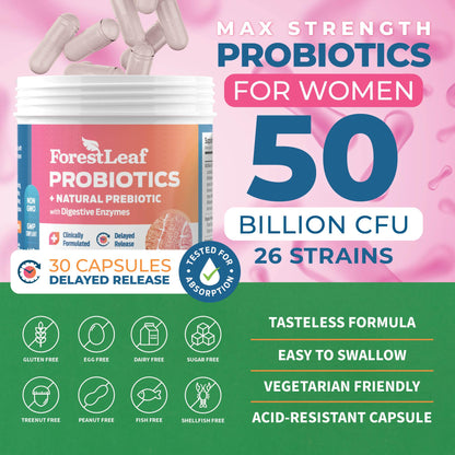 Probiotics for Women - 50B CFU, 26 Strains, 30 Caps