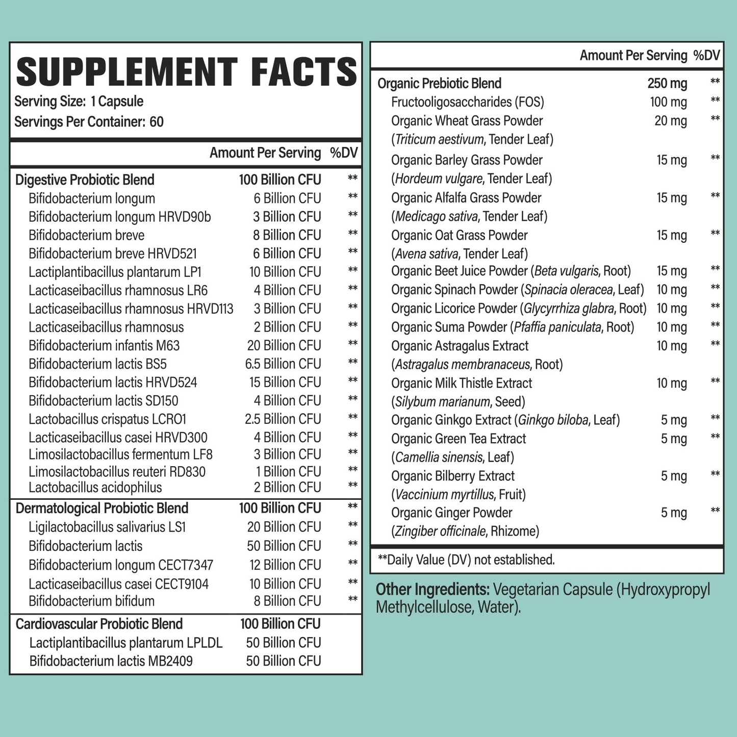 Probiotics for Women and Men – 300B CFU, 24 Strains + 15 Organic Herbs (2 Month Supply)