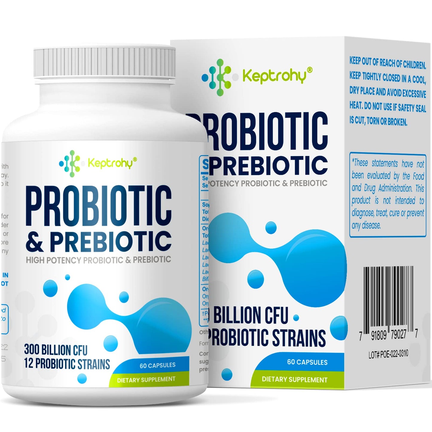 Probiotics for Women & Men – 300B CFU, 12 Strains, Organic Prebiotics | 60 Capsules