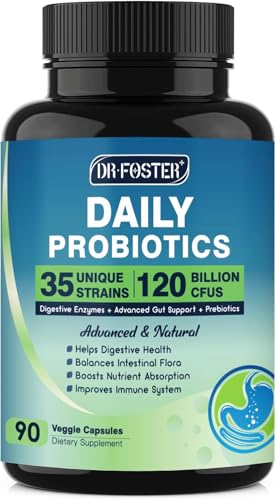 Probiotics for Women & Men Digestive Health - 120B CFUs, Prebiotics, 90 Veggie Caps (45 Days)