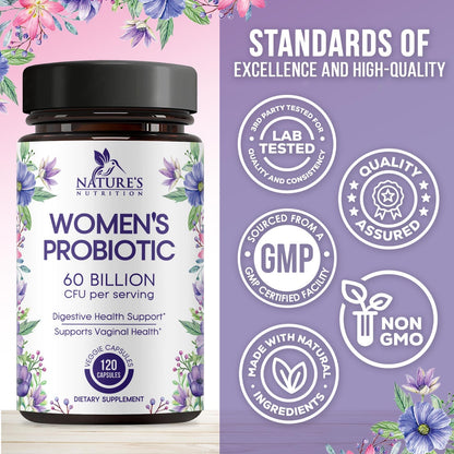Probiotics for Women's Digestive Health - 60B CFU, 16 Strains | Cranberry & D-Mannose | 120 Capsules | Made in USA
