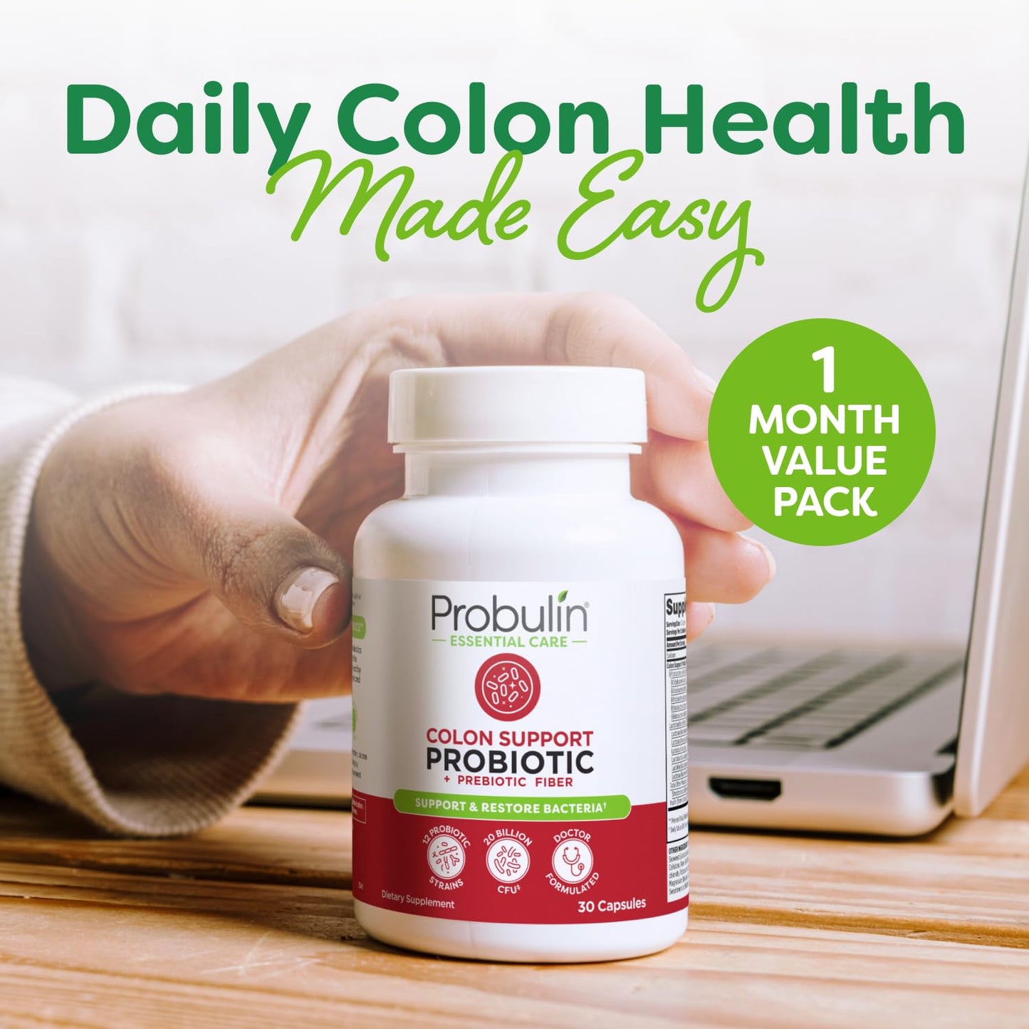 Probulin Colon Support Probiotic – 20B CFU, Vegan, 30 Count
