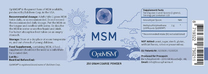 Procapsin OptiMSM - Pure MSM Powder 250g - Organic, Gluten Free, Non-GMO