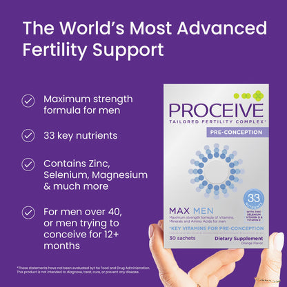 Proceive Max Men Fertility Supplement – 30 Orange Flavor Packets