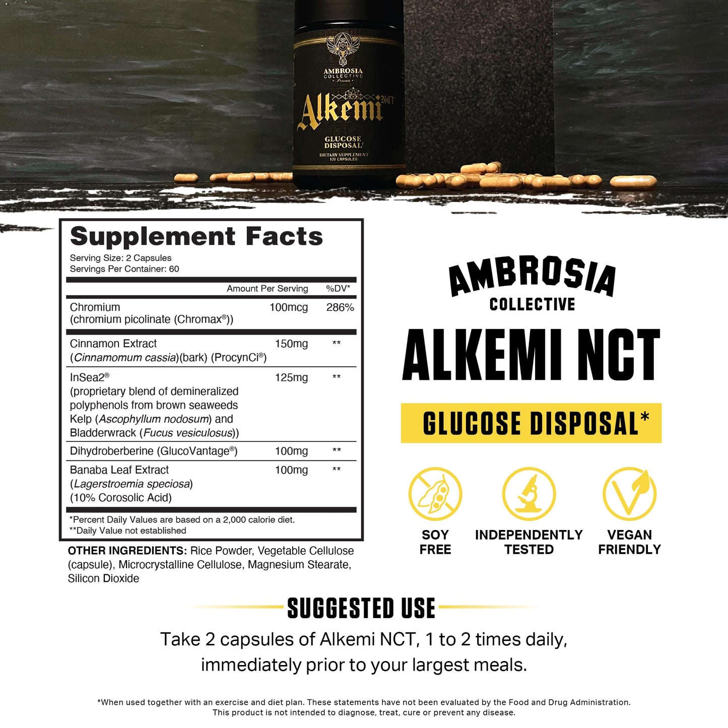 Alkemi NCT® - Support Agent with Berberine, ProCynCi® Cinnamon Extract, Chromium Picolinate, InSea2®, and GlucoVantage