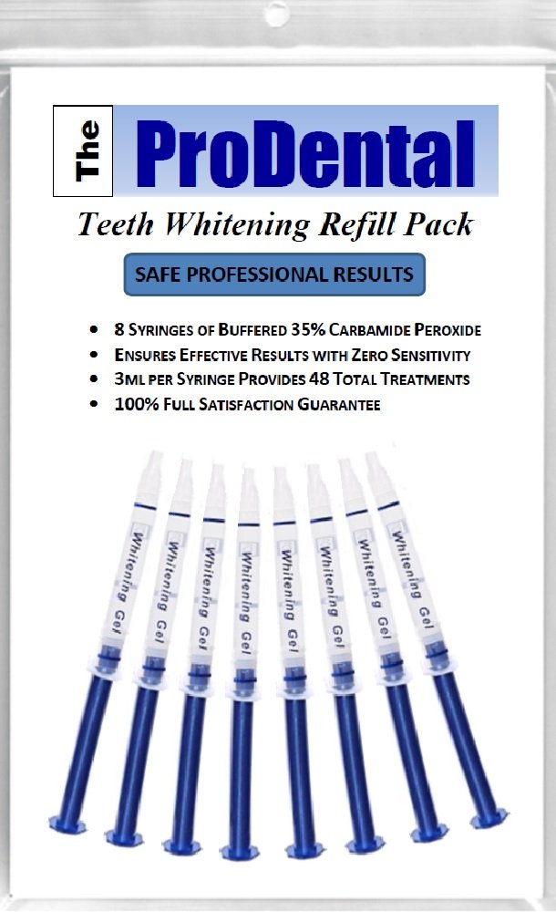 ProDental Teeth Whitening Gel Refill 8 Pack – 35% Carbamide Peroxide, 48 Treatments