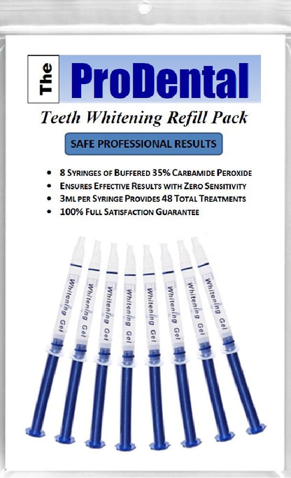 ProDental Teeth Whitening Gel Refill 8 Pack – 35% Carbamide Peroxide, 48 Treatments