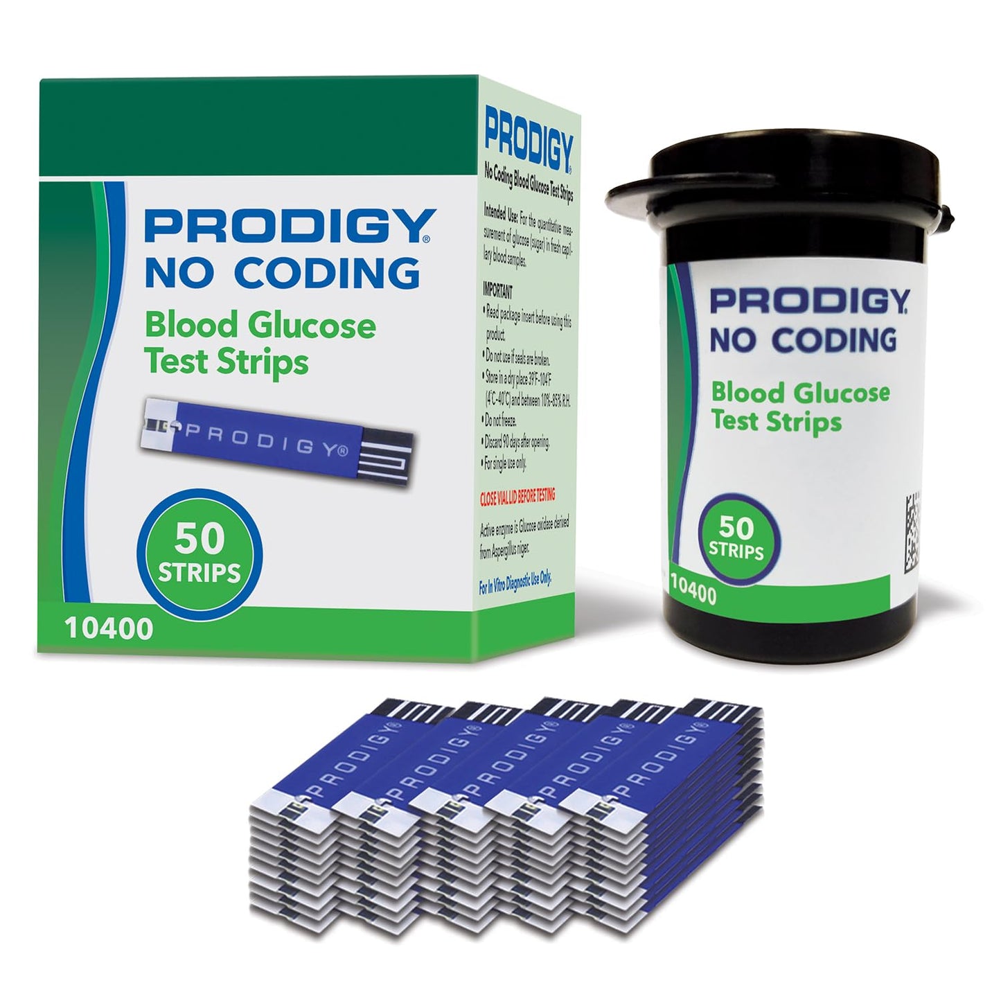 PRODIGY 10400 No Coding Blood Glucose Test Strips – 50 Count, AutoCode/Pocket/Voice Compatible