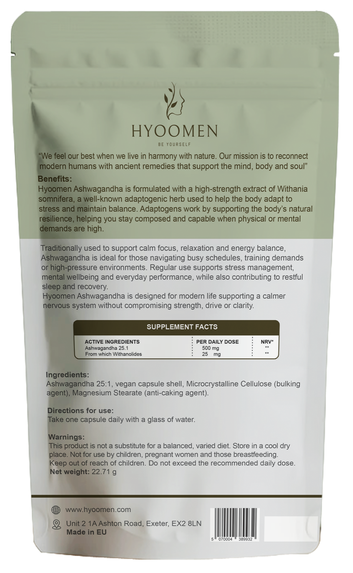 KSM-66 Ashwagandha 500mg Capsules Hyoomen