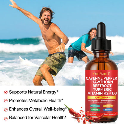 Cayenne Pepper Drops Liquid 2-Pack with Turmeric Curcumin & Ginseng (4 oz)