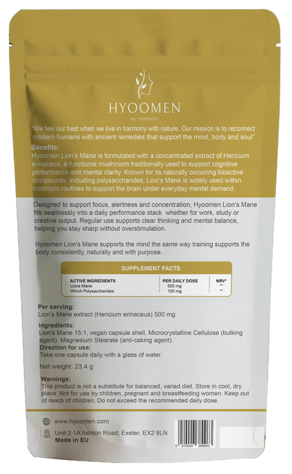 Lion's Mane Capsules 15:1 Extract 500mg Hyoomen