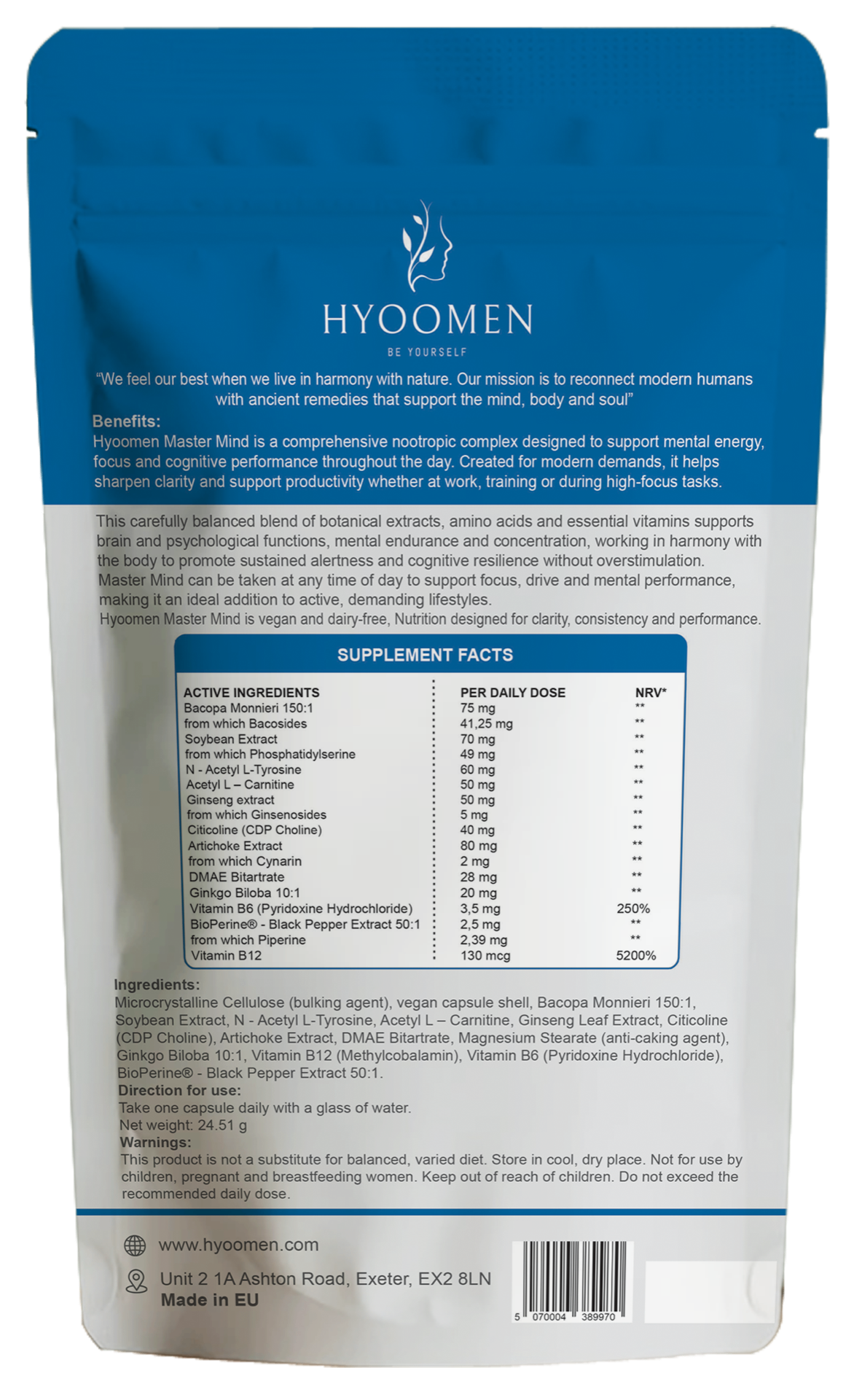 Mastermind Caffeine-Free Nootropic Supplement Hyoomen