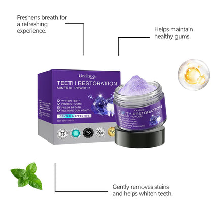 2Pcs Teeth Restoration Mineral Powder - Purple Whitening Mineral Powder for Fresh Breath, Strengthens Teeth & Gums - Gentle & Non-Irritating