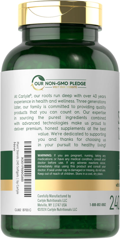 Carlyle Plant Sterols 1200 mg | 240 Softgel Capsules | Non-GMO & Gluten Free