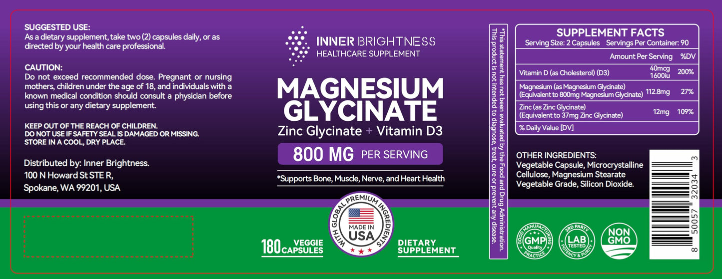 Magnesium Glycinate with Zinc & Vitamin D3 – Sleep, Immune & Heart Health