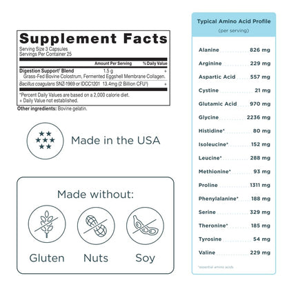 Ancient Nutrition Colostrum Superfood + Collagen – Grass-Fed Bovine Colostrum & Fermented Eggshell Membrane, 75 Count