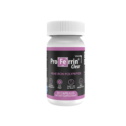 Proferrin Clear 30ct Heme Iron – US Made, Dye-Free Capsule | High Absorption