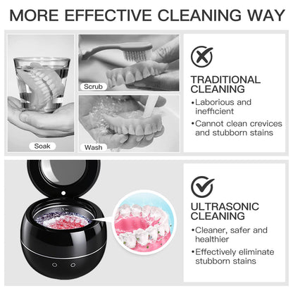 Dental Ultrasonic Retainer Cleaner Machine – 45kHz Cleaning Pod for Dentures, Aligners, Mouth Guards & Jewelry