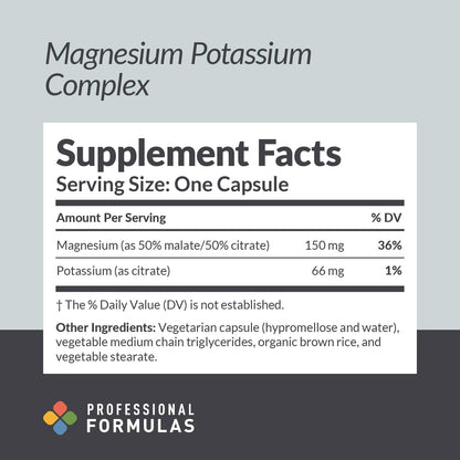 Magnesium Potassium Complex – Highly Absorbable Mg (Malate & Citrate) – 90 Capsules