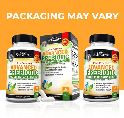 Advanced Prebiotics for Digestive Health - Fast Acting Gut Health Supplement with Clinically Validated Prebiotics for Women & Men for Healthy Gut Flora Bloating & Immune Support - 1 Month Supply