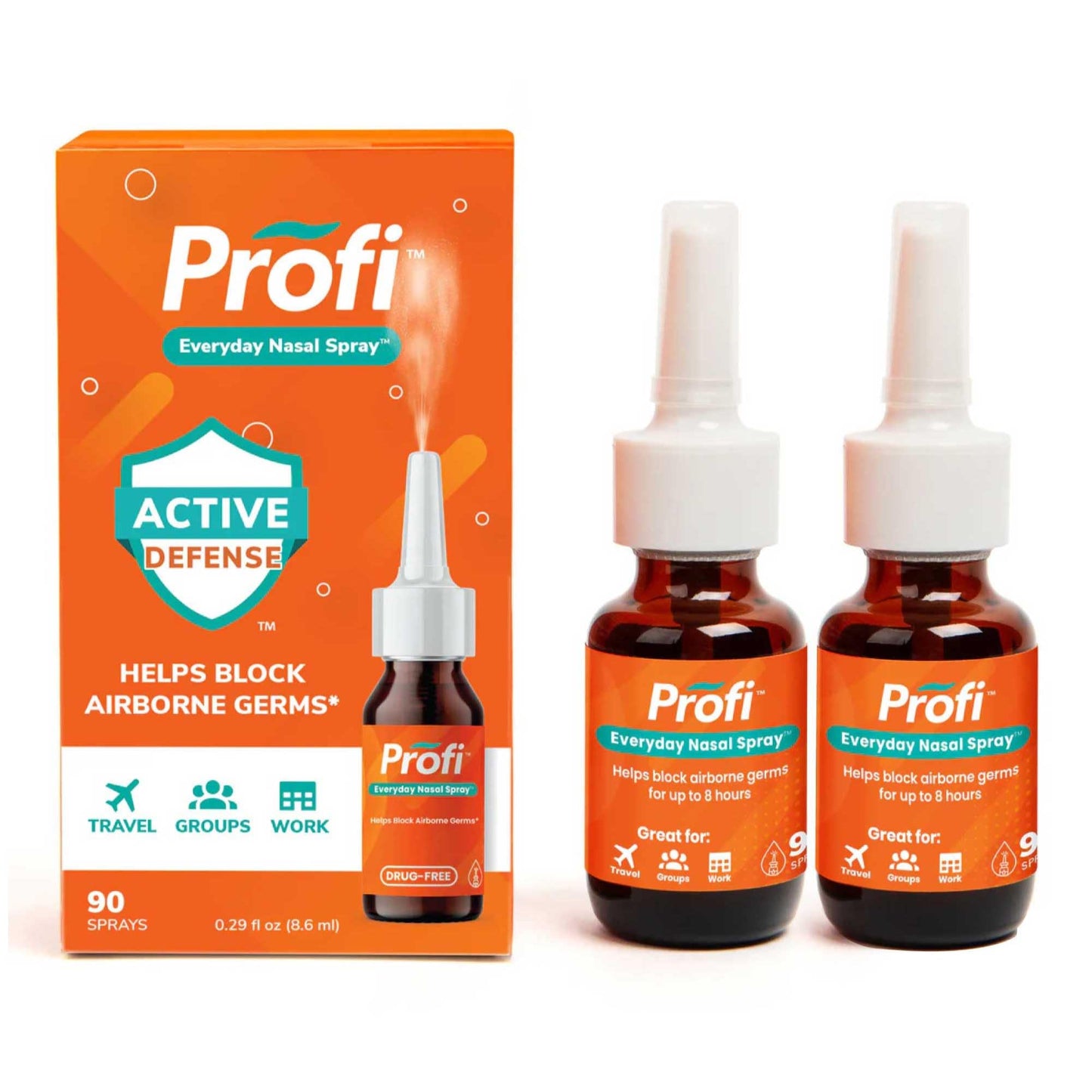 Profi Everyday Nasal Spray – Up to 8 Hours Defense Against Germs & Allergies | 180 Sprays, 0.58 oz | Made in USA