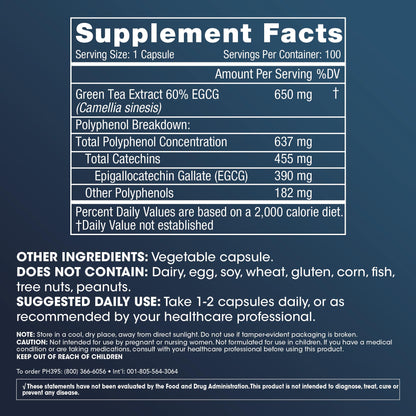 ProHealth Longevity Green Tea EGCG Extreme – 390mg EGCG, 100 Capsules
