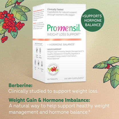 Promensil Weight Loss Support – Berberine 1500mg for Women | EGCG Green Tea & Hormone Balance