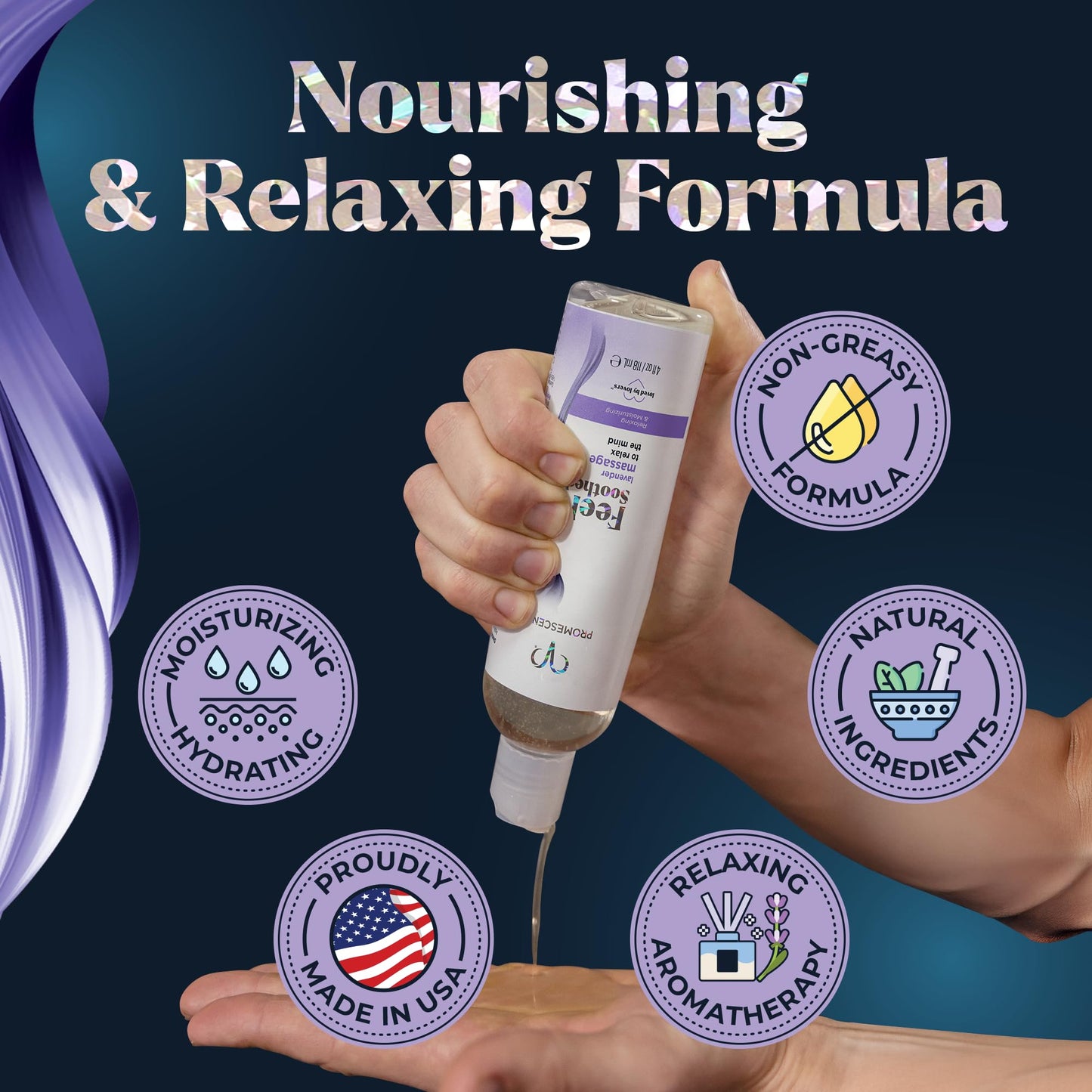 Promescent Lavender Massage Oil – 4 oz | Relaxation for Massage Therapy