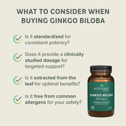 Prominent Ginkgo Biloba 120mg - Memory & Focus Support | Vegan, Non-GMO | 2-Pack BritishVita | Premium UK Vitamins & Wellness Supplements