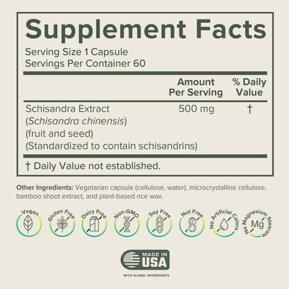 Prominent Nutrition Schisandra Berry Extract – 500 mg, Stress Support, 60 Capsules
