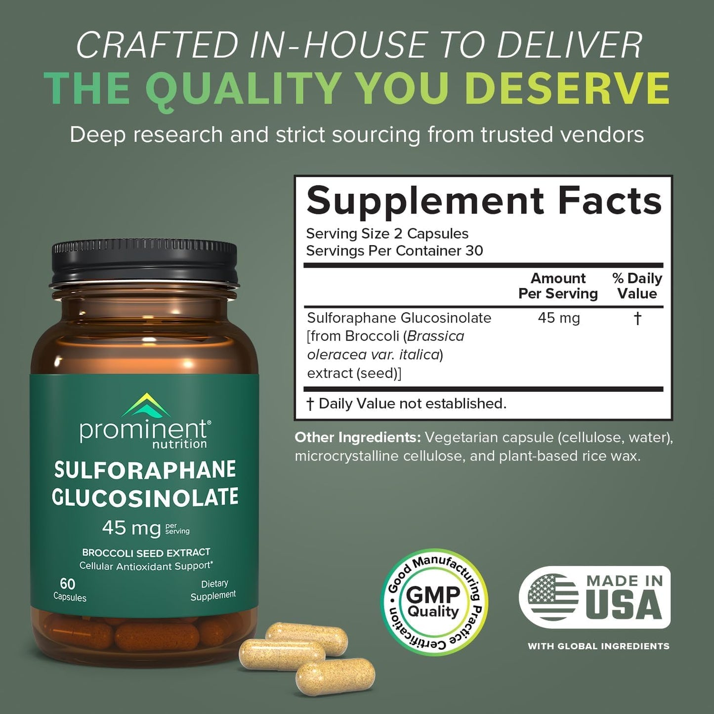 Prominent Nutrition Sulforaphane Glucosinolate Supplement — 45 mg, 2 Pack