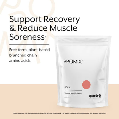 Promix BCAA Powder – 5g BCAAs, Sugar Free, Plant Based, Strawberry Lemon | 30 Servings