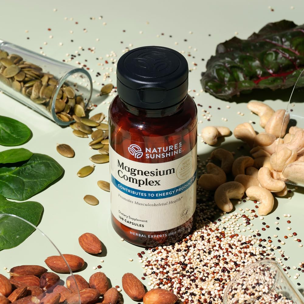 Nature’s Sunshine Magnesium Complex – High Potency Magnesium with Citrate & Malate | 50 Servings (100 Capsules)