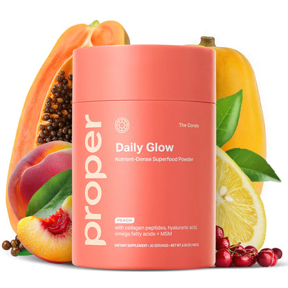 Proper, The Corals Daily Glow Beauty Blend – Nutrient Dense Superfood Powder with Collagen Peptides, Hyaluronic Acid, Vitamin C & MSM | Hair, Skin & Nails