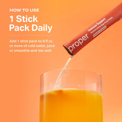 Proper Orange Immune Support – Orange Tangerine Drink Mix with Elderberry, Vitamin C, Zinc & Probiotics