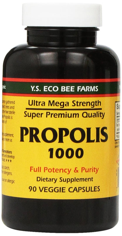 Propolis-Raw Unprocessed 1000mg Y.S. Organic Bee Farms 2 Pack | 180 Capsules